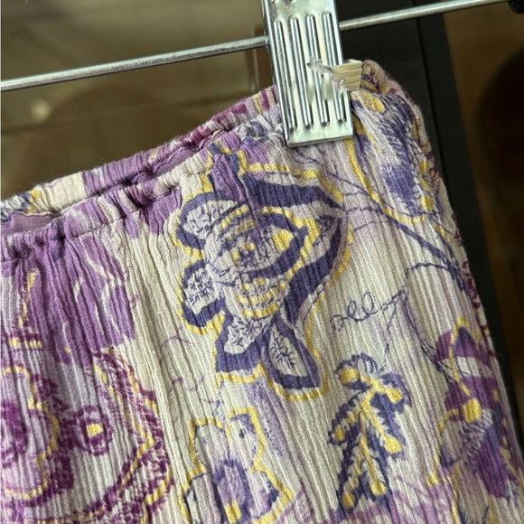 Y2K Vintage Silk midi skirt boho fairycore Reba elastic waist paisley lavender - Picture 7 of 12